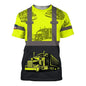 Work Clothing Summer Breathable Men's T-shirt 3D Printing Style Trucker Safety Transportation Work Uniform Oversized Loose Tops