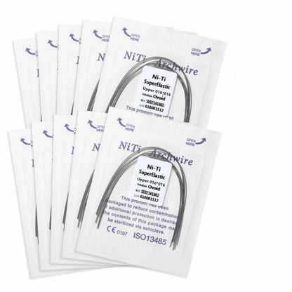 100Pcs/10Packs Dental Orthodontic Ovoid Form Archwires Niti Super Elastic Round Rectangular Wire 012/014/016/018/16X16/16X22