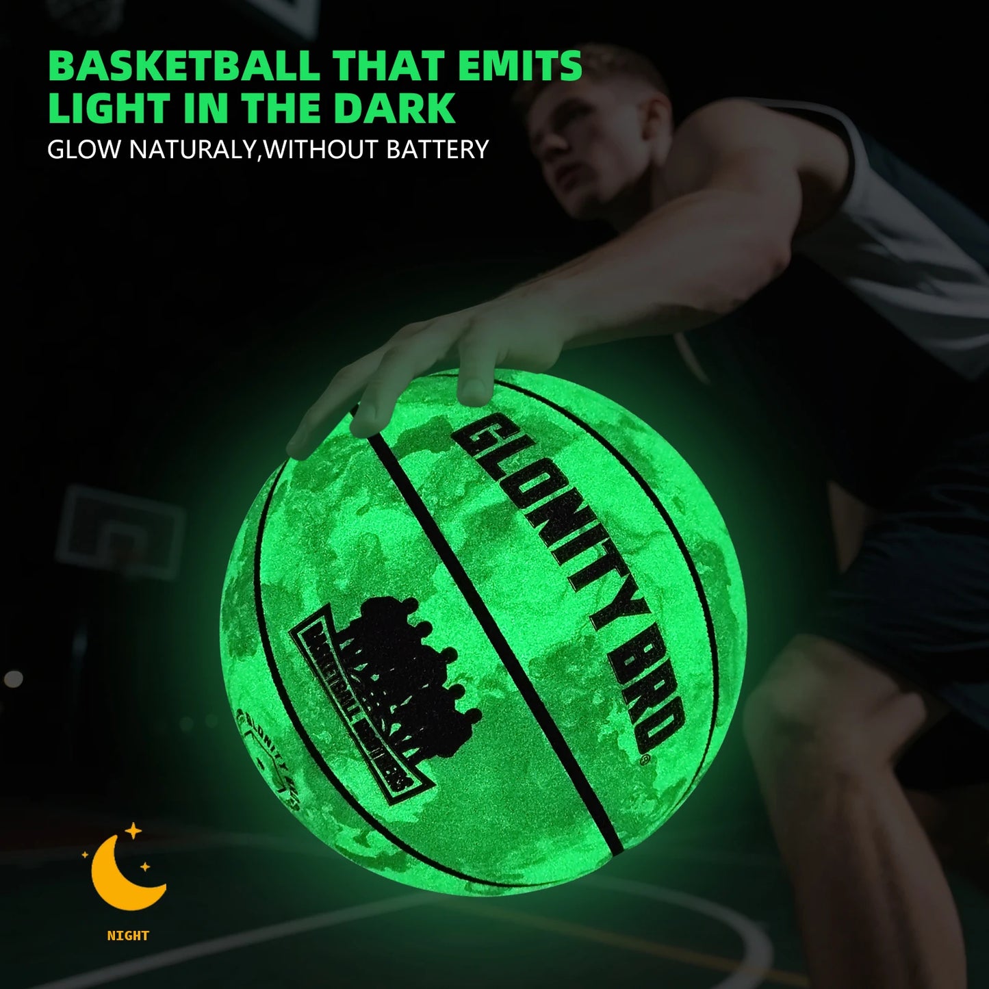 Glowing Basketball Adult Youth Men Official Size 5/6/7 Non-slip Outdoor&Indoor Night Use Durable Luminous Basketball Ball Green