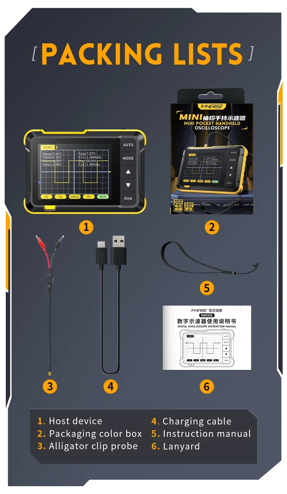 FNIRSI Professional NEW DSO152 Handheld Digital Oscilloscope: 2.5MSa/s Sampling, 200KHz Bandwidth, 800 VPP PWM Output