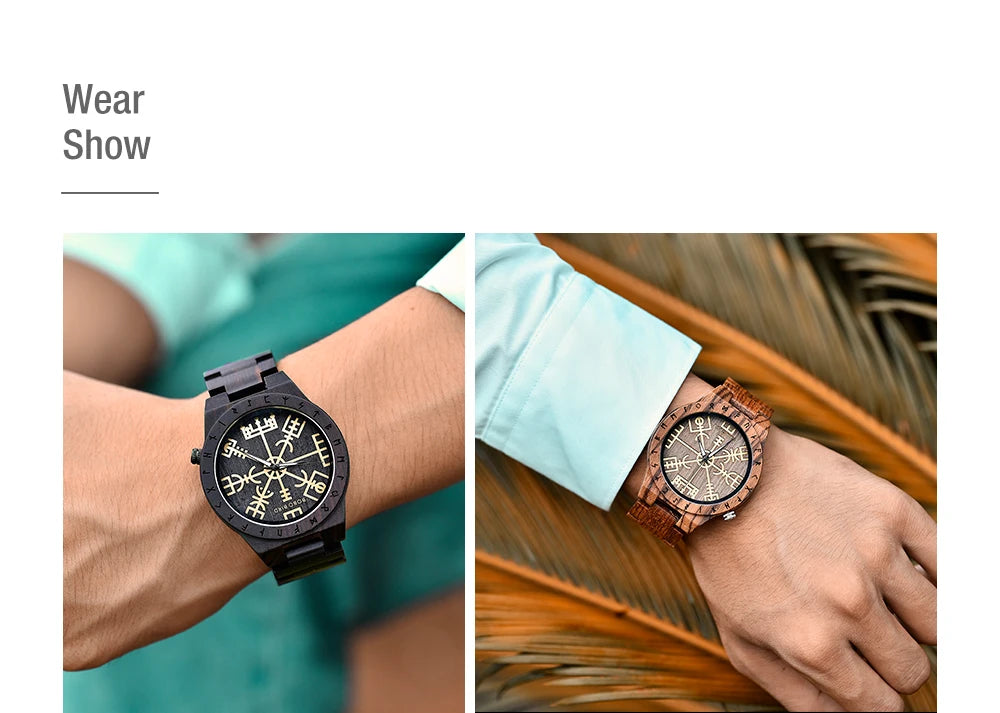 BOBO BIRD Wood Watches Relogio Masculino Watch for Men Viking Warriors Symbol Relojes Para Hombre часы мужские Logo Custom