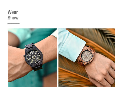 BOBO BIRD Wood Watches Relogio Masculino Watch for Men Viking Warriors Symbol Relojes Para Hombre часы мужские Logo Custom