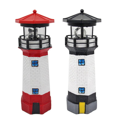 Lighthouse Shape Solar LED Light Garden Fence Yard Outdoor Adornment Smart Sensor Beacon Rotating Lamp Solar Light Decor