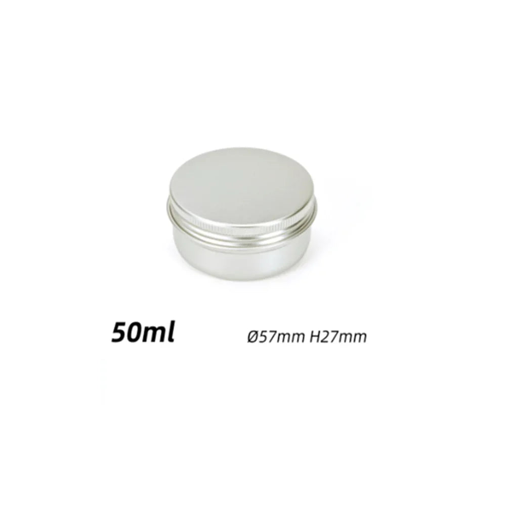 5ml-250ml Cosmetic Aluminum Cans Aluminum Boxes Silver Aluminum Tins Cans Screw Top Round Candle Spice Tins Cans Lid Containers