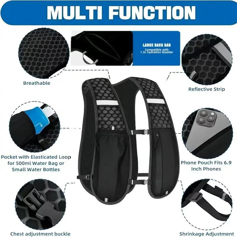 Lightweight Hydration Backpack for Outdoor Sports - Ergonomic Water Holder for Running, Cycling, Walking and Kayaking