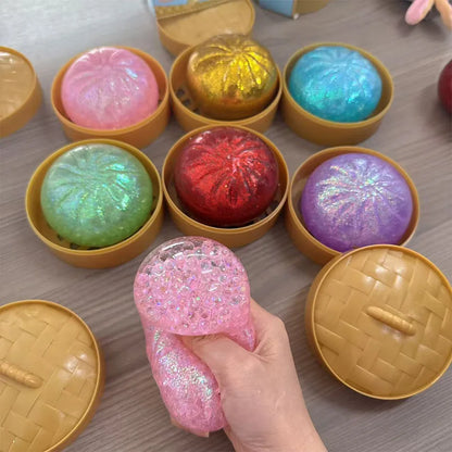 Dumpling Pressure Dumpling Squishies Cute Colorful Bun Toy Slow Rising Stress Relief Fidget Toy for Kids Adults Anti-Anxiety Gif