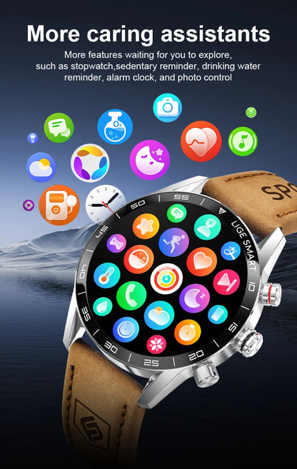 LIGE 2025 New Rugged Military Sports Smart Watch Men 1.39” HD Screen Heart Rate Bluetooth Call Waterproof Outdoor Men SmartWatc