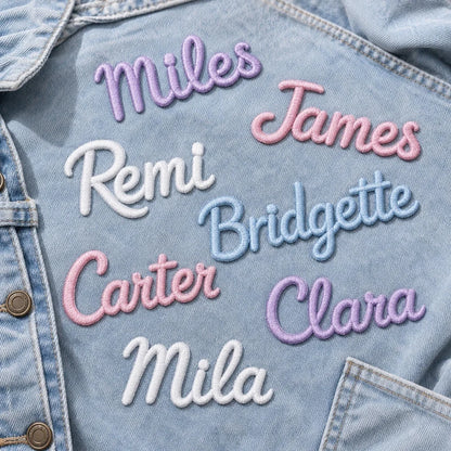 4.5cm Custom Name Embroidery Patch Sew‑on Only Personalized Name Applique for Kids Backpack Jacket Clothing DIY Decor