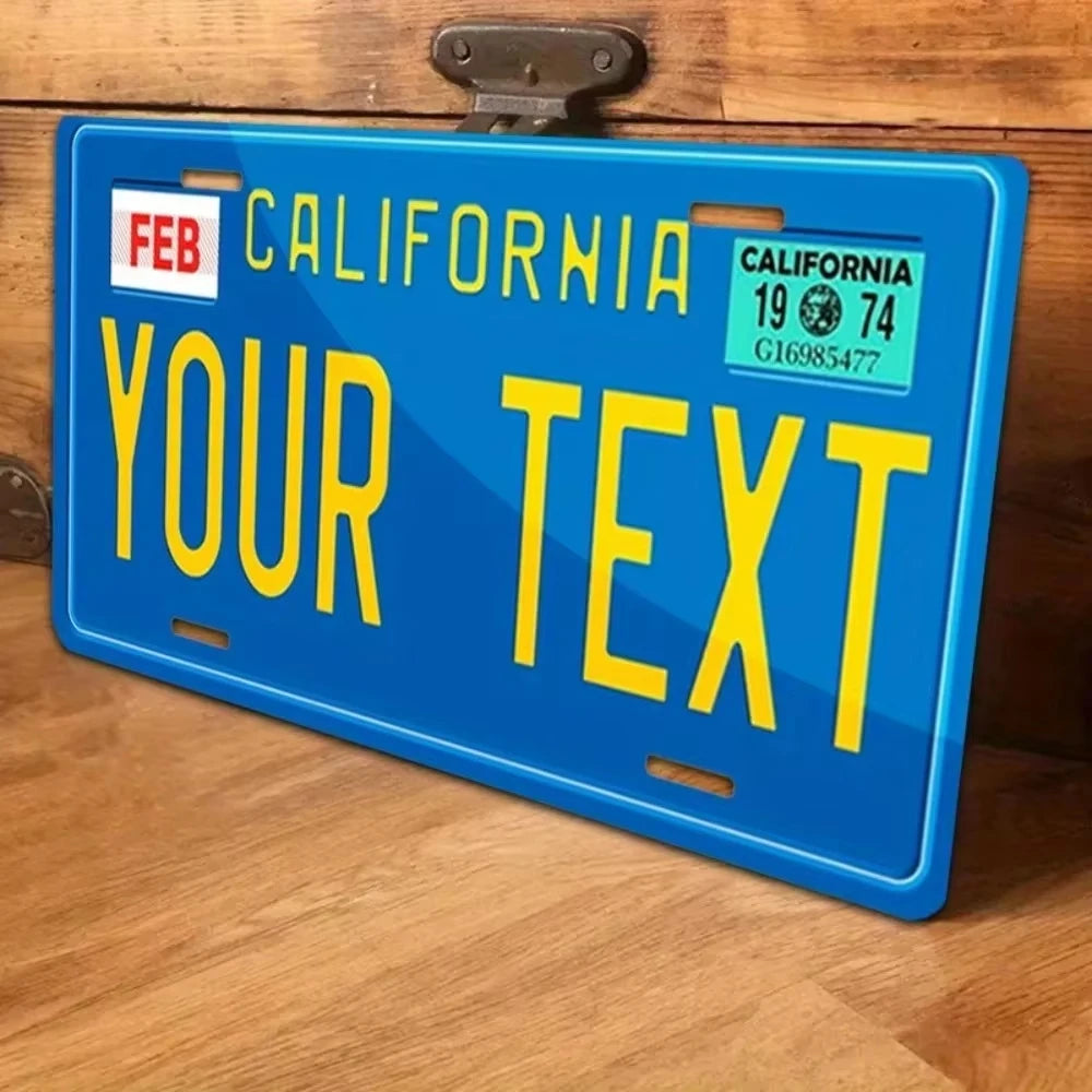 Personalized Custom California License Plate Tin Sign 30x15cm, Custom Your Own Text Name Number, Vintage Blue Aluminum Car Tag P