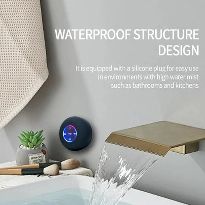 LED Portable Wireless Bluetooth Speaker, IPX4 Waterproof with Large Suction Cup, Mini Loudspeaker for Bathroom, Outdoor & Travel