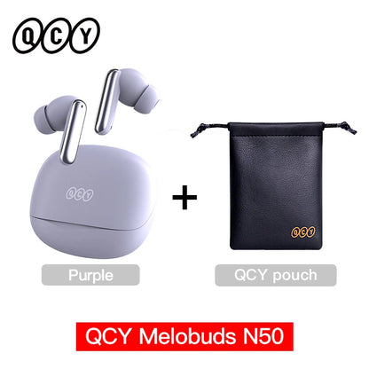 QCY Melobuds N50 ANC Bluetooth 5.4 Słuchawki Bezprzewodowe z Aktywną Redukcją Szumów 6 Mikrofonów Czyste Połączenia Wielopunktowe