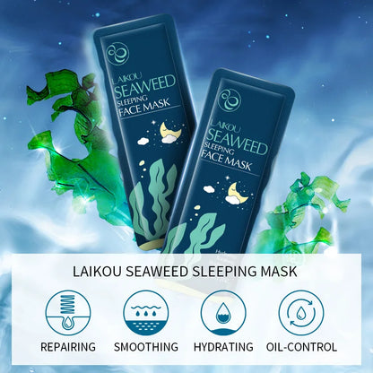 100 Pcs LAIKOU Moisturizing Sleeping Mask Sakura Snail Seaweed Centella Face Mask Tendering & Nourishing Oil-control Skin Care