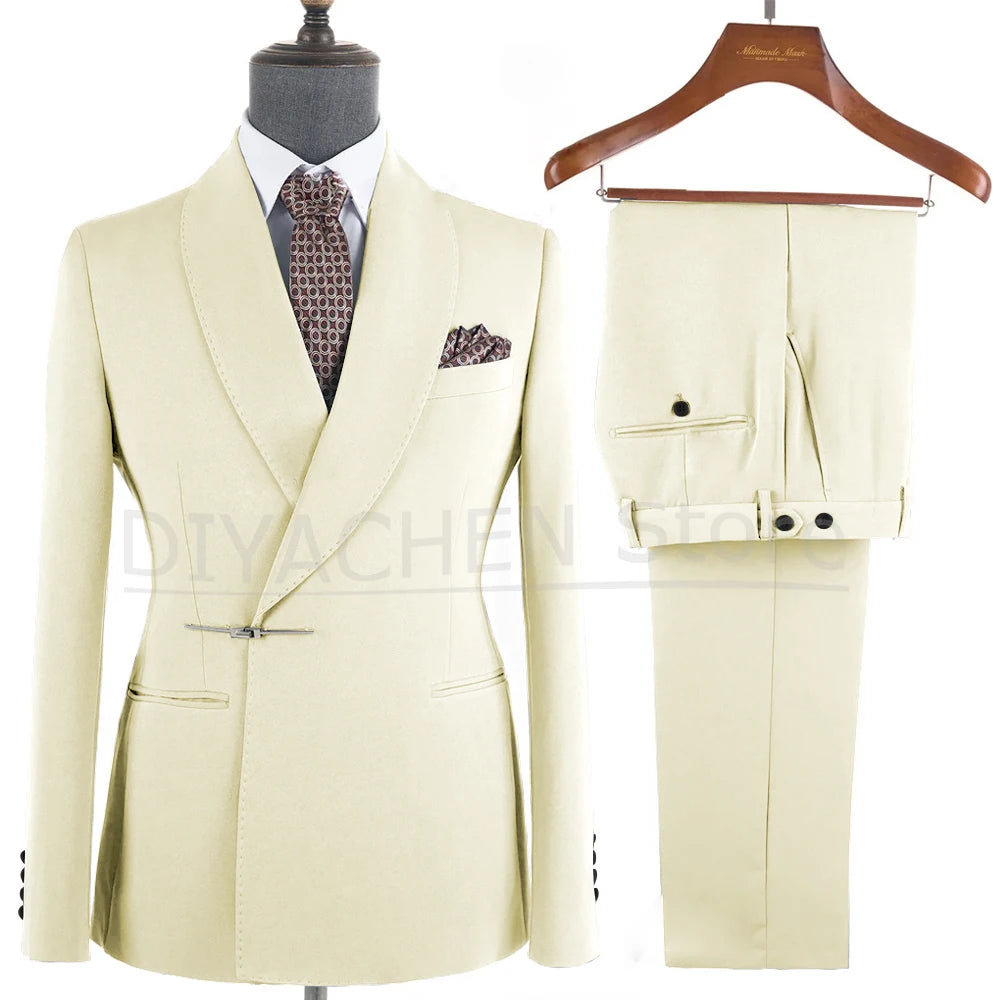 Elegant 2-Piece Men's Suit Slim Fit  Blazer And Pants Set for Wedding Groom Tuxedo Business Party