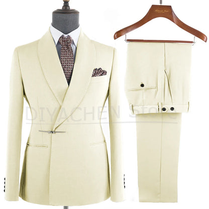 Elegant 2-Piece Men's Suit Slim Fit  Blazer And Pants Set for Wedding Groom Tuxedo Business Party