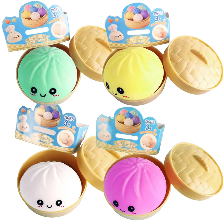 Squishy Dumpling Toy Crystal Steamer Bun Food Shape Squeeze Stress Relief Fidget Toy Desktop Ornament Gift