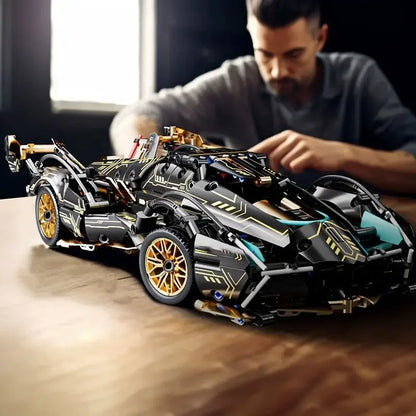 1690 Pieces, Green Racing Building Block Toys, Abs Materials, Manual Toy Building Blocks Assembly, Home Furnishings, Office Desk