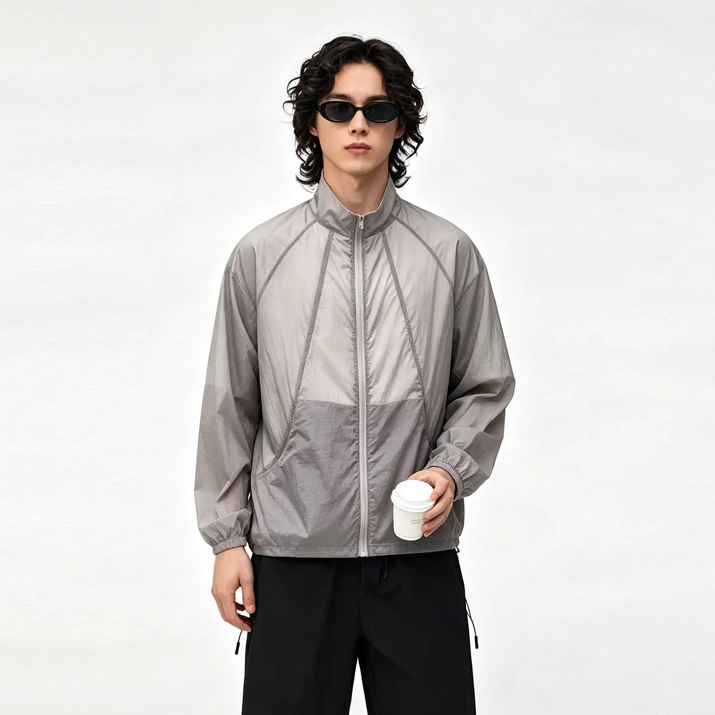 Men's Sun Protection Jacket, UPF 50+ Lightweight & Breathable Windbreaker, Quick-Dry for City Outdoor Mesh Panel Design