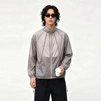 Men's Sun Protection Jacket, UPF 50+ Lightweight & Breathable Windbreaker, Quick-Dry for City Outdoor Mesh Panel Design