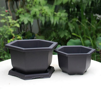 Rectangular Square Flowerpots Imitation Purple Clay Succulent Plants Pots Oval Pots Outdoor Garden Landscape Bonsai Pot Trays
