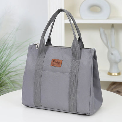Solid Color Lunch Bag, Tote Bag with Foil Inner Zipper Closure Large Capacity Portable, Work, School, Utility Bag with Meals