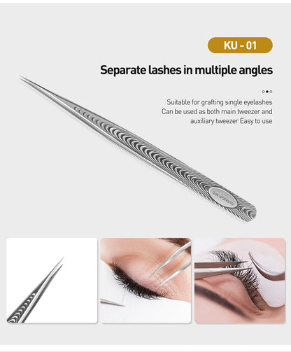 SAKURAHANA Anti-Static Eyelash Tweezers Professional High Precision Volume Extension Stainless Steel Anti-slip Makeup Tool