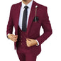 Solid Men's 3 Piece Suit Slim Fit Men Tuxedo Suit Party Wedding Prom Business One Button Peak Lapel Blazer Jacket Vest Pants Set
