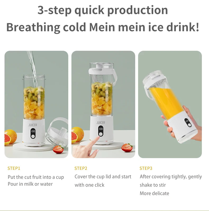 Portable 600ML Juicer Cup 12 Blades for Shakes Smoothies Rechargeable USB Traveling Fruit Juicer Double Cup Fruit Blender