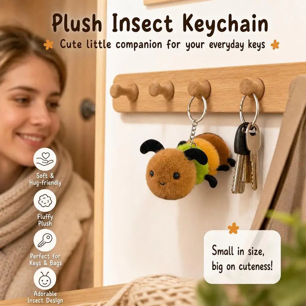 Small Insect Plush Pendant Keychain Animal Plush Toy Doll Keychain Creative Stuffed Doll Bag Pendant Cute Snail Bee Keyring