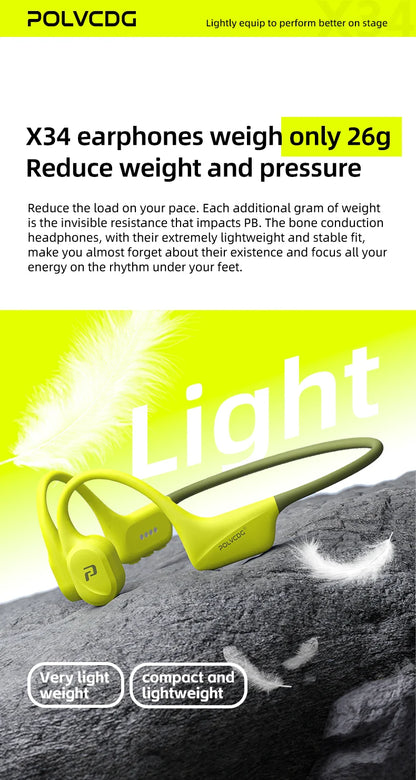 POLVCDG x34 Bone Conduction Swimming Earphones 32GB Memory IPX8 Waterproof Outdoor Trail Running ClimbingRock Climbing Earphones