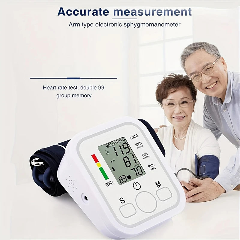Arm Blood Pressure Test Kit Tonometer Tensiometer Automatic Digital Pulsometer Sphygmomanometer Medical BP Monitor
