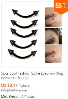 5pcs/lot Black White Sexy Belly Bars Body Piercing Button Ring Navel Barbell Jewerly Lip Piercing Unisex Fashion Jewelry