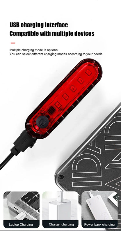 USB-C Rechargeable Bicycle Lights Bike Safety Warning Lamp Outdoor Waterproof Cycling Flashlight For Mountain And Road Bikes