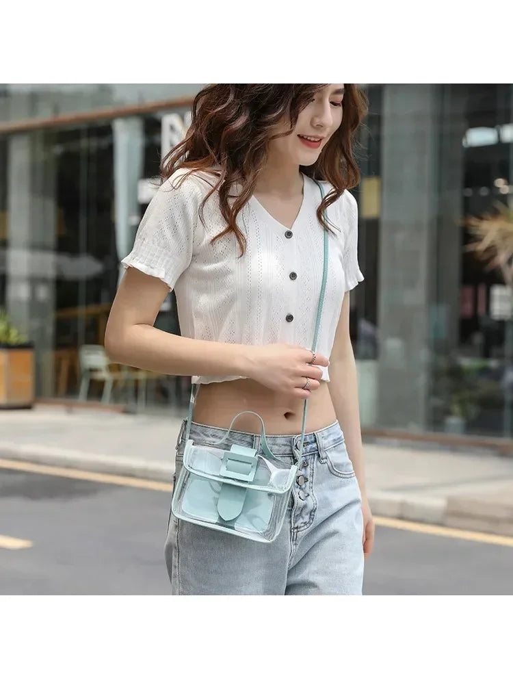 Transparent PVC Ladies' Jelly Bag, Summer Transparent Shoulder Crossbody Bag, Cute Kawaii Handbag
