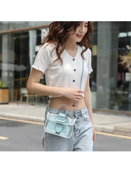 Transparent PVC Ladies' Jelly Bag, Summer Transparent Shoulder Crossbody Bag, Cute Kawaii Handbag