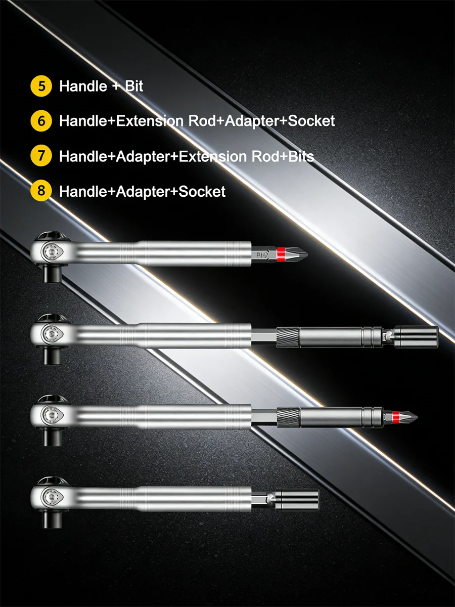 2026 New Ratchet Screwdriver Set Magnetic Wrench Semi-automatic Multi-purpose Sleeve Toolbox Bicycle Repair Tools DIY Tools Kit