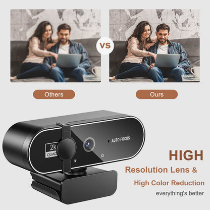 4K Webcam Video Camera 2K Autofocus Streaming Web Cam With Microphone Full HD 1080P Webcams for PC/Computer/Laptop