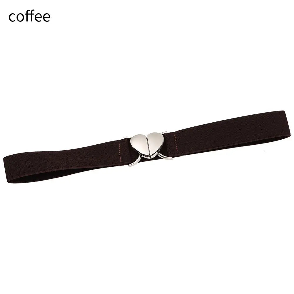 2022 Children Stretch Belts Girls Multicolor Adjustable Elastic Waist Belts with Heart Shape Buckle Waistband Accessories