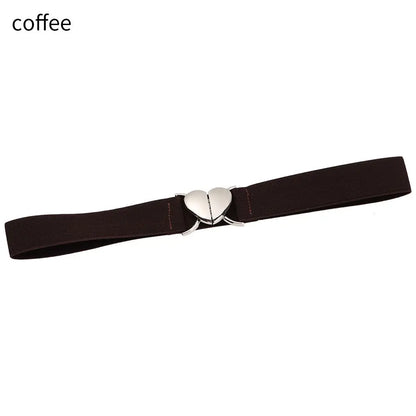 2022 Children Stretch Belts Girls Multicolor Adjustable Elastic Waist Belts with Heart Shape Buckle Waistband Accessories