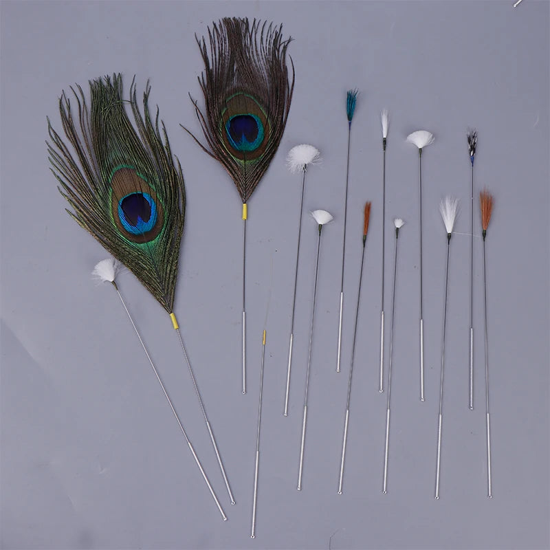 1/5Pcs Goose Feather Stick Ear Picking Elastic Earwax Cleaner Stick Massage Chicken Peacock Feather Silver Needle Ear Dig Tool