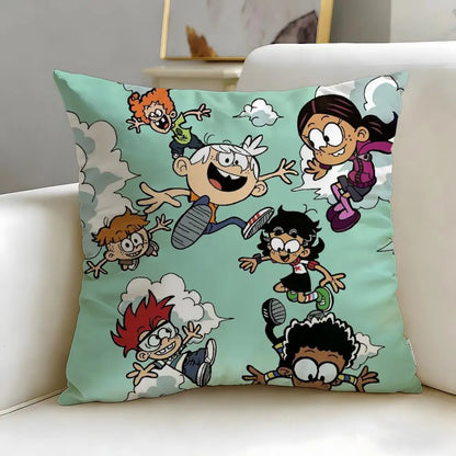 Popular Cartoon The Loud House Cushion Cover Soft & Easy-Wash Pillow Case – Versatile for Couch, Bed, Travel and Office