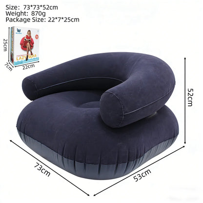 Inflatable Single Person Lazy Sofa U-Shaped Flocking with Armrests And Backrest Portable Outdoor Leisure Bean Bag Chair