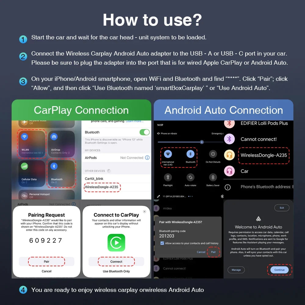 2025 NEW 2 In 1 Wireless Carplay AI Box Android Auto Plug And Play Applicable To Convert Original Car Wired Carplay To Wireless