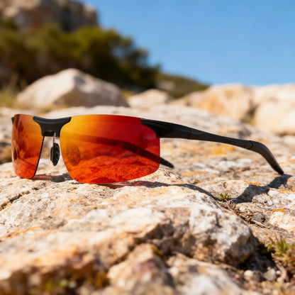 Classic Colorful Semi-Rimless Outdoor Polarized Sunglasses - Spring Hinge, UV400 for Driving, Fishing & Daily Use