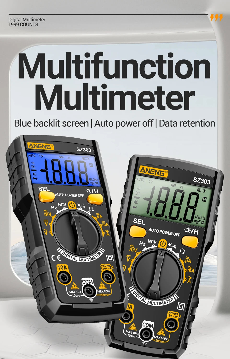 ANENG Digital Multimeter Professional Tester SZ303 AC/DC Voltage Resistance High Precision Professional Electrical Detection Too