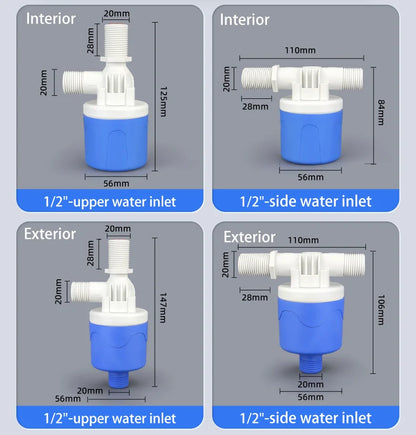 Automatic Water Level Control Valve 1/2" 3/4" 1" Water Shortage Self Opening Float Ball Valve Tank Tower Pool Float Switch Blue