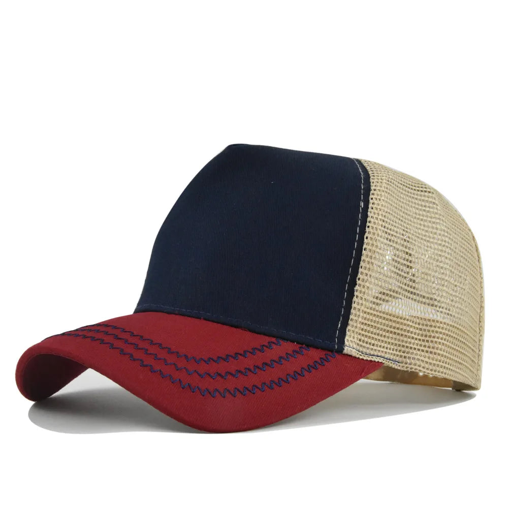 Customized Printed Logo Five Piece Baseball Caps Solid Color Mesh Breathable Sun Shading And Sun Protection Duck Tongue Hats