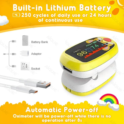 JUSTLANG Child Fingertip Pulse Oximeter Baby Rechargeable Medical Blood Oxygen Saturation Meter  Pediatrics Kids Oximetro SPO2