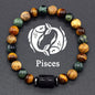 12 Zodiac Constellation Signs Bracelets for Men Women Real Natural Tiger Eye Stone Bead Bracelet Leo Taurus Charm Couple Jewelry