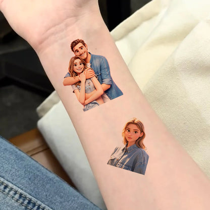 Custom Avatar Temporary Tattoos,Customizable Photo Tattoo Stickers,Half-body Cartoon Tattoo Stickers,Anniversaries,Wedding Gifts