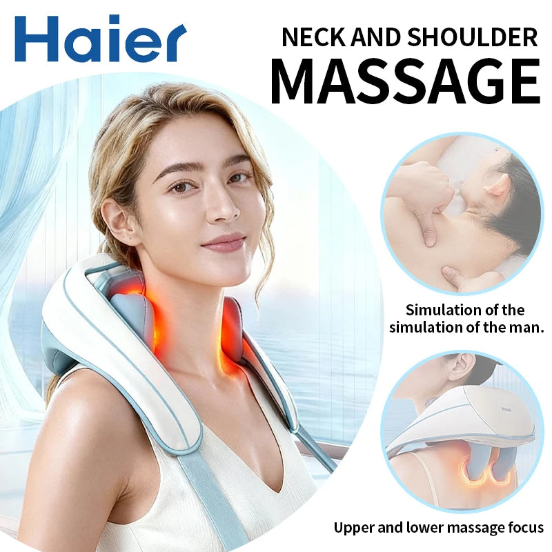 Haier Cervical Neck Massager Muscle Shoulder Back 3 Gears 6D Mechanical Hand Electric Massage Machine Shawl Relaxing Device Tool